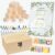 78Pcs Shower Blocks Decorating Game The Shower Decor Game Kit 52 1.37inch Wooden Cubes to Decorate,1 Wood Box,1 Wooden Markers & Instruction Sign,24 Acylic Paint (D)