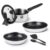 7‑Piece Ceramic Non‑Stick Detachable Cookware Set, 18/8 Stainless Steel Pots & Pans with Stand‑Up Lid, Utensils Included, Induction Compatible, Oven Safe Up to 600°F, Stackable Space‑Saving Design,