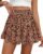 BTFBM Skirts for Women Summer Casual Floral Mini Skirt,Khaki Black,S