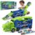 Dinosaur Truck Toys for Kids 3-5 – Transporter Carrier Trucks with 6 Die-Cast Cars Toys, 3 in 1 Truck with 2 Foldable Race Tracks, Christmas Birthday Gifts Toys for 3 4 5 6 Years Old Boys(Jungle Blue)