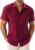 Drazivon Men’s Linen Short Sleeve Button Down Casual Beach Shirts Red 3XL
