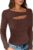 ANRABESS Womens Ribbed Cutout Shirts