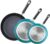Cook N Home Professional 8/9.5/11 Inch Nonstick Frying Pan Set, Kitchen Cooking Skillets Saute Fry Pan, Induction Compatible, 3-Piece, Turquoise