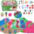 greenglo Kids Sensory Sand Playset – 2.2 LBS Colored Sand (1* Soft Magic, 3* Firm Modeling) with 23 Cake & Dessert Molds w Sensory Bin, Educational Sand Kit for Toddlers & Kids Ages 3-8