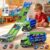 Race Track Truck Toy for Kids Age 3-5 – 4-in-1 Car Carrier Truck with 2 Foldable Race Tracks, Transport Vehicle Playset with 6 Die-Cast Cars, Gift Toys for Toddler Boys(Vivid Green)