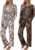 2 Pack: Women’s Long Sleeve Pajama Sets – V Neck Top and Pants Lounge sets