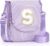 YOOLIFE Initial Crossbody Bag for Teen Girls Purse, Birthday Gifts for 2 3 4 5 6 7 8 Year Old Girl Kids Personalized Gift, Purple S