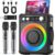 VOSOCO Karaoke Machine with 2 Wireless Microphones, Portable Bluetooth Speaker for Adults Kids, PA Systems Support TWS Echo Adjust TF USB AUX for Home Party Outdoor Travel