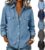 SEVMIEL Women Denim Button Down Shirts