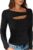 ANRABESS Womens Ribbed Cutout Long Sleeve Shirts