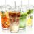 4PCS 20oz Glass Cups with Lids and Straws, Iced Coffee Cups with Lids, Stylish Ribbed Thick Drinking Glasses Tumbler for Juice, Smoothies, Cold Beverages, Cute Cup Gifts with Clean Brush