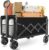 Wagons Carts Foldable, Collapsible Wagon with Wheels — Durable Folding Utility Pull Wagon Cart for Groceries, Picnic & Pets, Park Trips & Small Hauls, 280 lbs Heavy Duty Capacity,Graphite Black