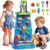 Novaluki Toddler Sand Water Table Waterfall Wall Playset, Kids Activity Sensory Table with Beach Fun Sand Toy, Summer Outdoor Toys Sand Water Play Table for Toddler Ages 2 3 4 5 6 7 8