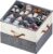 MSTONAL Shoe Organizer for Closet, 1 Pack Shoe Storage Container with Adjustable Dividers, Space Saving Shoe Box Storage Organizer Bin with Clear Lid and 4 Handles, Fits 8-16 Pairs, Beige & Grey