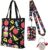 yuboo Teacher Tote Bag with Lanyard Badge Holder and Keychain Set, Back to School Teacher Gifts for Women,Teacher Canvas Bags