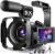 5K Video Camera Camcorder, UHD 64MP Vlogging Camera for YouTube with 3″ 270° Rotatable Touch Screen, Digital Camera with IR Night Vision, 16X Zoom/WiFi/Webcam/HD/32GB Card/2 Batteries/Microphone