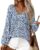 ZENLONR V Neck Satin Silk Printed Shirts