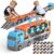 2-in-1 Foldable Race Track Truck Car Playset for 2-8 Years Old Boys Girls, Kids Truck Toys with Foldable 3 Layer Play Track & 24 Race Cars, Back to School Gifts for Toddlers