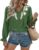 BTFBM Womens Tops Dressy Casual Fall 2025 Boho V Neck Ruffle Long Sleeve Shirts Floral Embroidered Work Business Blouses(Green, Medium)