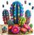 Wooden Puzzles for Adults, Glowing Cactus Flower Wooden Jigsaw Puzzle 200 Pieces, Unique Shaped Wooden Puzzle, Creative Gift for Mom Friends Kids Family Game Night Home Decor 11 * 10.3in