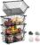 4 Pcs Stackable Wire Baskets Pantry Organizers and Storage Bins,Black | Breathable Metal Design with Rotating Handle,Idea for Potato Onion Fruit Snack Veggie Kitchen Countertop Freezer Organization