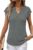 AUMORA Womens V Neck Cap Sleeve T Shirts