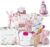 25-Pcs Luxury Baby Girl Gift Basket Set, 0-12M Baby Girl Gifts | Baby Shower Gifts with Keepsake Memory Book, Ultimate Newborn Essentials in Woven Basket for Unforgettable Welcome Mom Gift