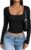 ANRABESS Long Sleeve Square Crop Tops