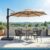 LAUSAINT HOME 10FT Cantilever Patio Umbrella, 360° Rotation Offset Outdoor Umbrella with Aluminum Frame, Square Umbrella with Tilt for Backyard, Pool, Deck, Garden(Round Khaki)
