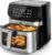 9.5Qt Large Air Fryer Oven, 12 Digital Preset Airfryer Toaster Oven Combo with Touchscreen, Non Toxic Stainless Steel Air Fryer with Viewing Window, XL Capacity Basket Style Airfryer for Family, Black