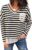 LOLONG Womens Striped Long Sleeve Loose Fit Tops