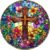 Wooden Puzzles for Adults, Stained Glass Cross Wood Puzzles Adult, Unique Animal Shaped Wooden Jigsaw Puzzle, Birthday Gifts for Friends/Family/Puzzle Lovers, Home Decor(S-8.5 * 8.5in 100pcs)