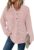 Balivsa Womens Tops Waffle Knit V-Neck Long Sleeve T-shirts