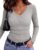 Zeagoo Long Sleeve Shirts for Women V Neck Tops Ribbed Slim Fit Basic Tee