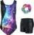 JiAmy Girls Gymnastics Leotards 3 Pcs Sleeveless Sparkly Dance Unitards