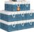 StorageTastic Storage Bin,Collapsible Storage Basket For Organizing,Large Storage Boxes With Rope Handles,Storage Containers,White & Blue,8 Pack