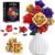 Rose Bouquet Flowers Building Set, 501Pcs Red Purple Golden Roses Artificial Flowers Botanical Collection Compatible with Lego Flowers Home Office Table Decor Gifts for Her/Mom/Girlfriend/Wife/Couple