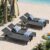 WTFGO Outdoor Chaise Lounge Chair Set of 4, Tanning Lounge Chairs with 5-Position Adjustable Backrest, Waterproof & Lightweight Patio Lounge Chairs for Pool, Beach, Garden (Black)