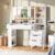 HAIOOU Fluted Vanity Desk with Mirror and Lights