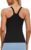 MathCat Workout Tank Tops for Women with Built in Bra, Seamless Ribbed Padded Racerback Athletic Yoga Shirts Black