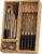 KOCWELL Bamboo Drawer Organizer with Knife Block, 3 Removable Silverware Drawer Organizer Bins – Multi-Use for Kitchen Utensils, Office, Makeup, Tools Storage
