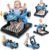 5-in-1 Baby Walker for Boys Girls 6-12 Months Toddler Activity Bouncer Blue | Baby Walker, Walkers for Baby Boys 6-18 Months, Bouncer Mode, 3 level Height/Music/Lights/Footrest, Baby Walker with Wheels