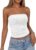 BTFBM Tube Tops for Women Floral Embroidery Summer Crop Top,S,White