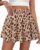 BTFBM Skirts for Women Summer Casual Floral Mini Skirt,Leopard Khaki,S
