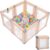 Kidirect Foldable Baby Playpen, 47″×49″, Khaki | Small Play Pen for Babies Toddlers, 360° Vision Mesh Play Yard with Zipper Gate, Adjustable Shape
