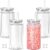 4 Pack 16oz Snow Globe Tumbler with Pre-Drilled Hole, Double Wall Plastic Clear Tumblers with Lid and Straw, Mason Jar Cups Can for Snow Globe Glitter Diy (Clear)