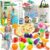 Pretend Play Food Sets for Kids Kitchen, Grocery Store Playset with Shopping Bags,Calculator, Toddlers Cutting Toy Food, Play Money, Sling Bag, Plastics Play Kitchen Accessories for Age 3+ Gift