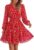 BTFBM Womens Dresses Fall Chiffon Floral V Neck Long Sleeve Mini Dress
