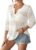 Bsubseach Crochet Tops for Women 3/4 Sleeve Swimsuit Coverup Knit Sweater