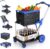 Collapsible Shopping Cart, 200lbs 2-Tier Foldable Grocery Cart, Foot Brake | Versatile Utility Dolly, One-Button Fold, Easy-Reach Side Door, TPR Swivel Wheels, Adjustable Handle, Apartment, Office, Blue